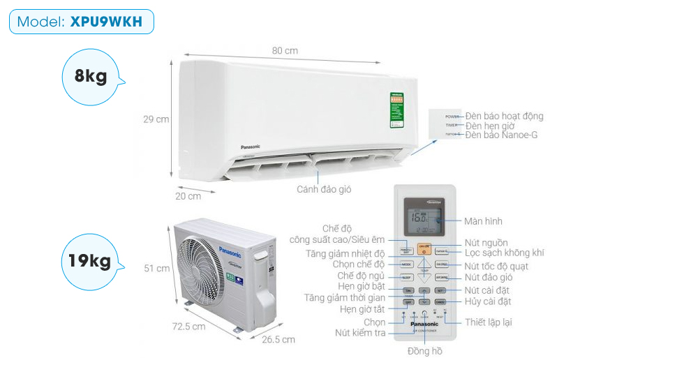 Máy lạnh Panasonic Inverter 1 HP CU/CS-XPU12XKH -8
